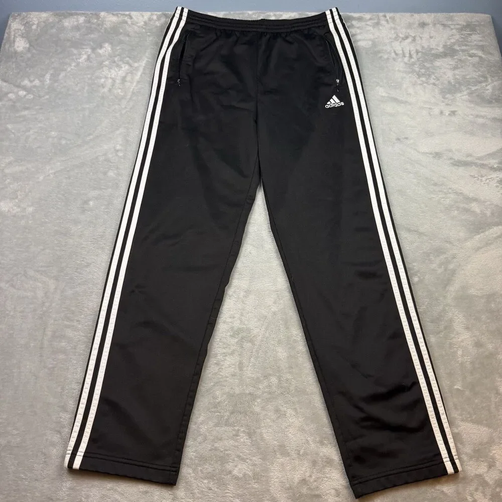 adidas Black Track Pants with White Stripes